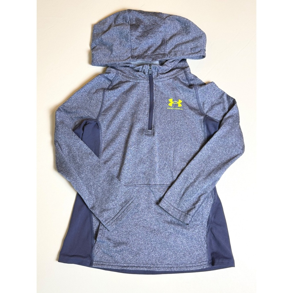 Under Armour ColdGear Kids YXS Gray Heather Quarter Zip Hoodie Active Gorpcore